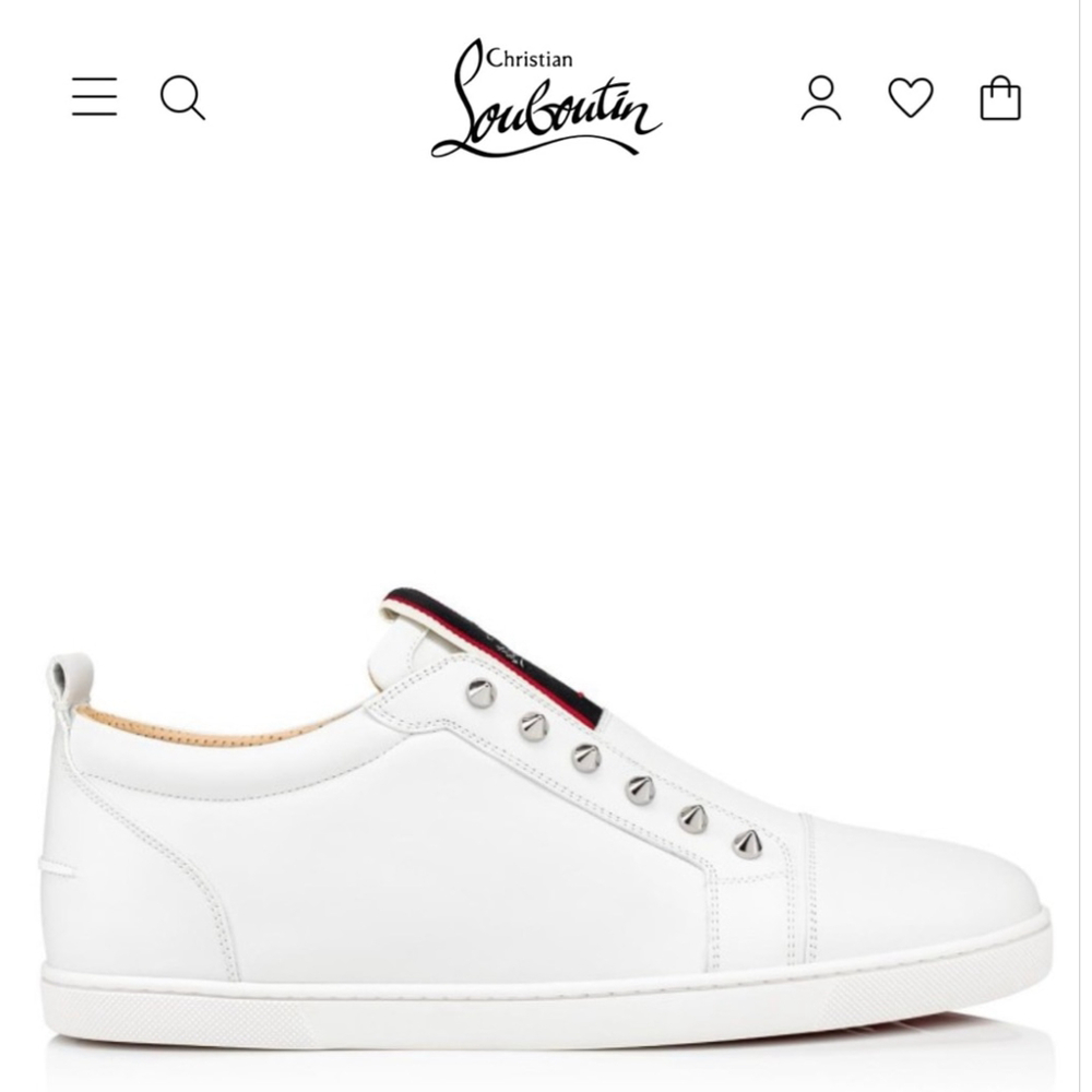 New Christian Louboutin F.A.V Fique A Vontade White Red Sneakers 7.5 - Picture 2 of 5
